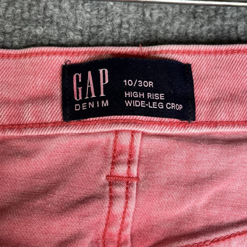 Gap Denim High Rise Wide Leg Crop Jeans Women Size 10/30R Pink Chic - Picture 7 of 8